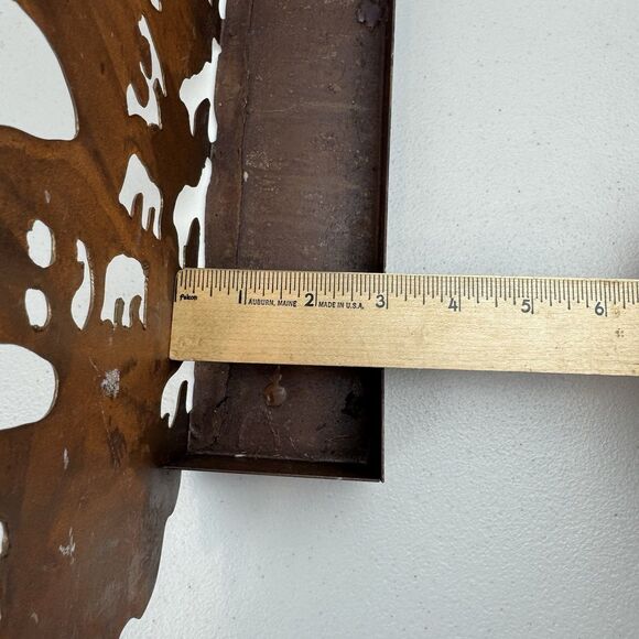 Halloween Tealight Candle Holder Rustic Metal Ghost BOO 14"x10"x3" Cut Out - Picture 6 of 6